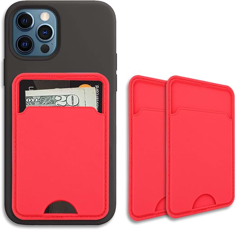 Three Silicone Phone Card Holders in Red