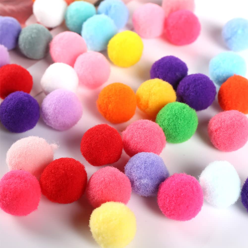 100 Multicolor 3cm Fuzzy Pom Poms