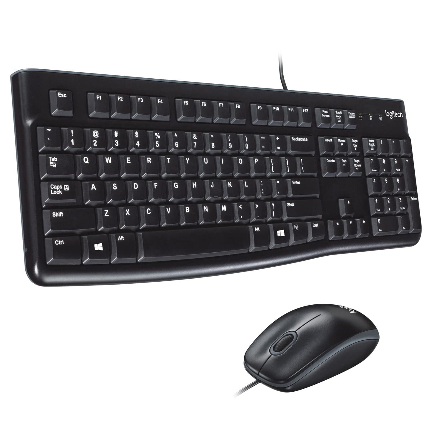 MK120 Wired Keyboard and Mouse Combo for Windows, Optical Wired Mouse, Full-Size Keyboard, USB Plug-and-Play, Compatible with PC, Laptop - Black