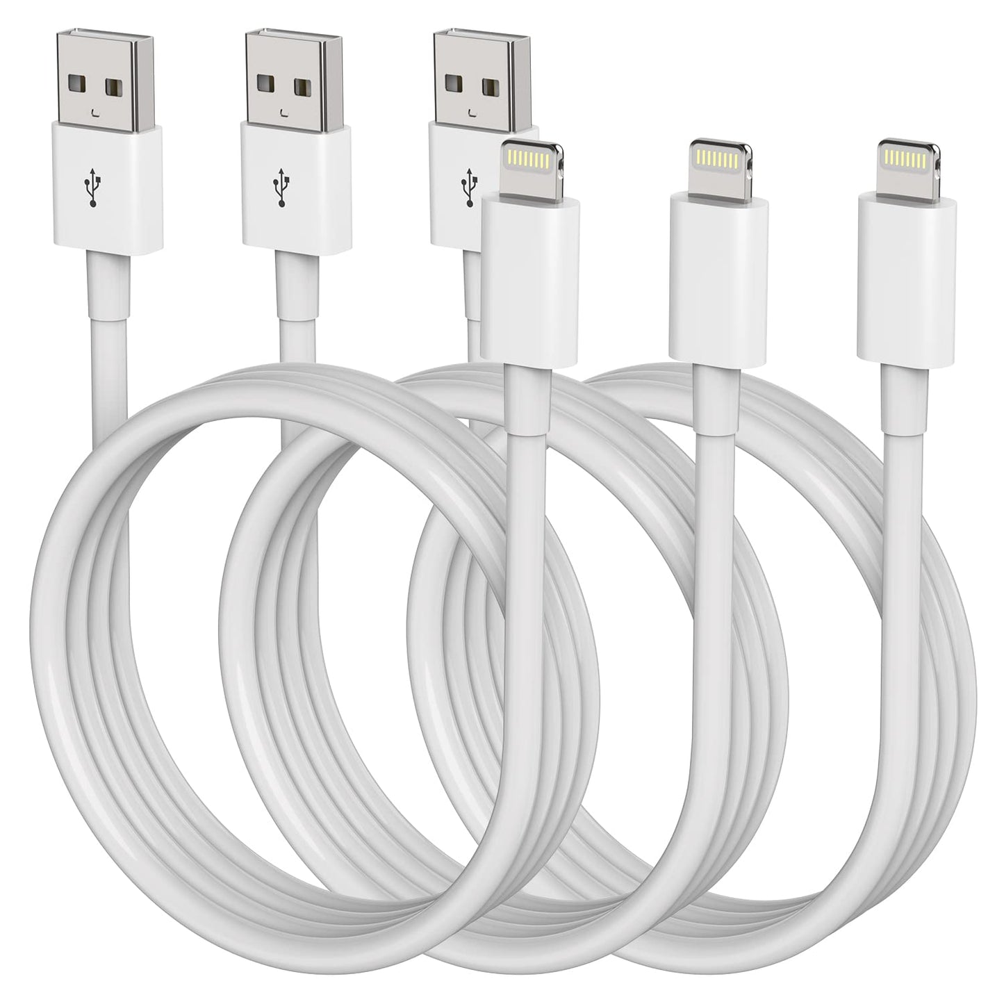 iPhone Charger 6 Feet Apple MFi, Lightning Cable 6ft Fast Charging Cord Compatible with iPhone 14 13 12 11 Pro Max XR XS X 8 7 Plus 6S iPad Pro Airpods (3 Pack)
