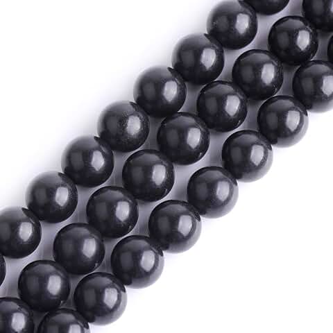 8mm Black Russian Shungite Beads for Jewelry Making
