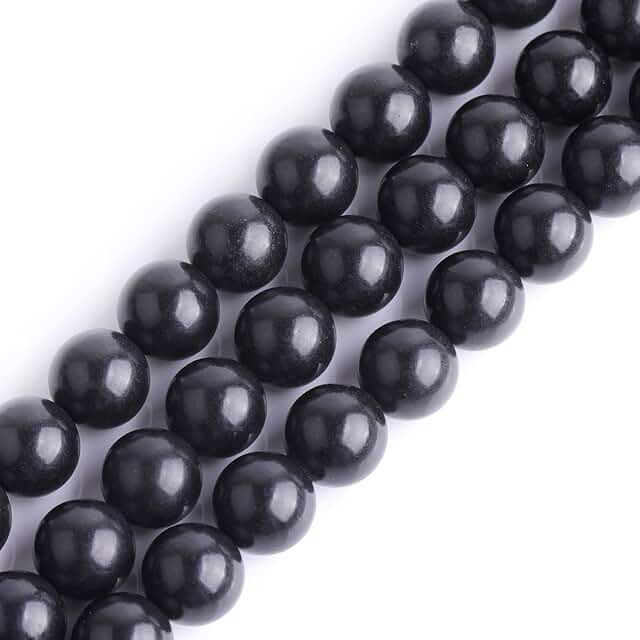 8mm Black Russian Shungite Beads for Jewelry Making