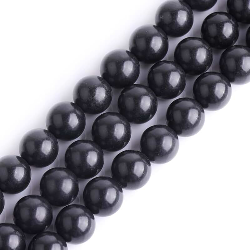 8mm Black Russian Shungite Beads for Jewelry Making