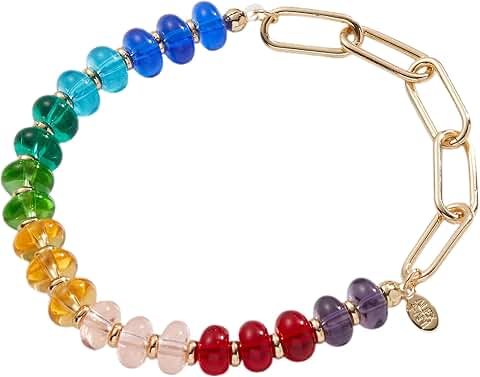 Rainbow Beaded Chain Stretch Bracelet