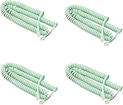 Set of 4 Curly Phone Cords, 15ft and 25ft, Green