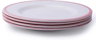 Set of 4 Red 8-Inch Stackable Earthenware Dinner Plates