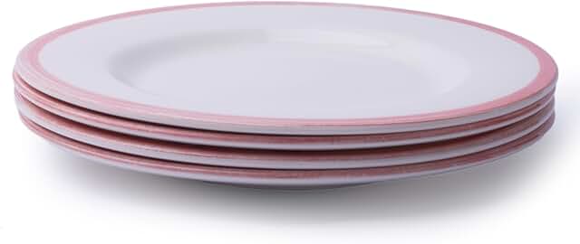 Set of 4 Red 8-Inch Stackable Earthenware Dinner Plates