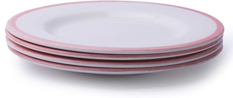 Set of 4 Red 8-Inch Stackable Earthenware Dinner Plates