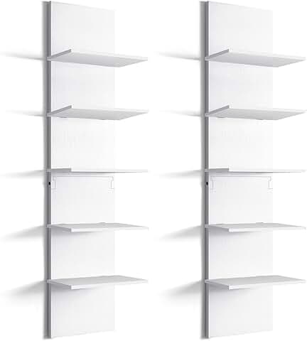 Two 5-Tier Wall Shelves for Bedroom, 31.4 Inches