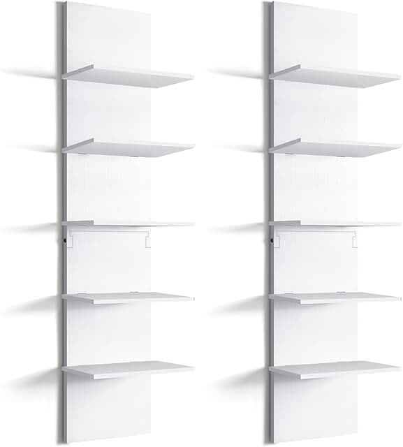 Two 5-Tier Wall Shelves for Bedroom, 31.4 Inches