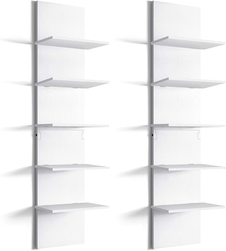 Two 5-Tier Wall Shelves for Bedroom, 31.4 Inches