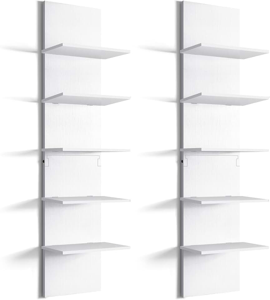 Two 5-Tier Wall Shelves for Bedroom, 31.4 Inches