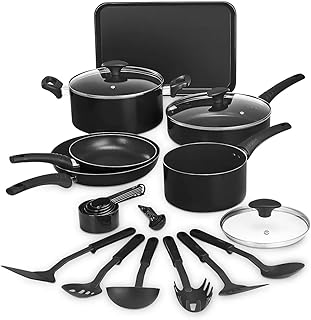 17-piece black cookware set