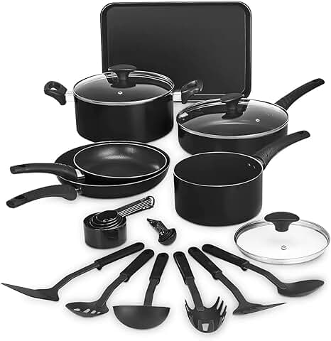 17-piece black cookware set