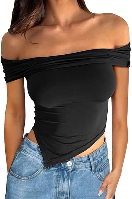 Asymmetrical Summer Off Shoulder Crop Top for Women
