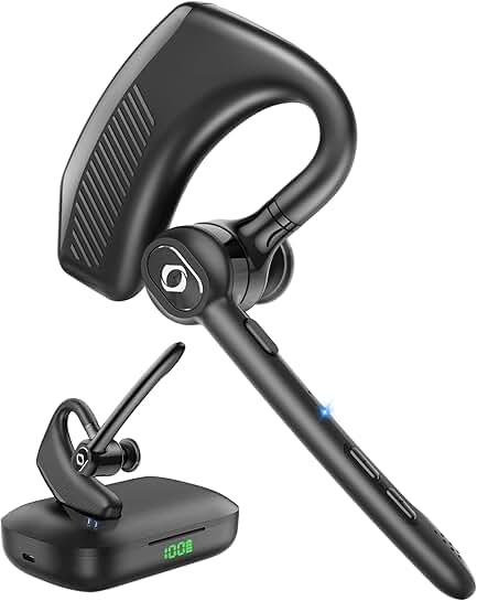 Wireless Bluetooth Earpiece with 180H Playtime and Charging Case