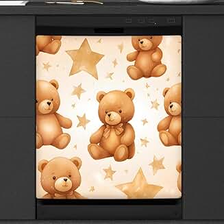 Vintage Stars Cute Bear Dishwasher Magnet Cover