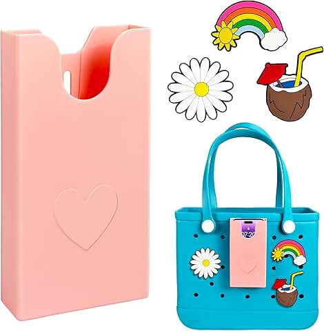 Soft silicone charm inserts for beach tote phone holder