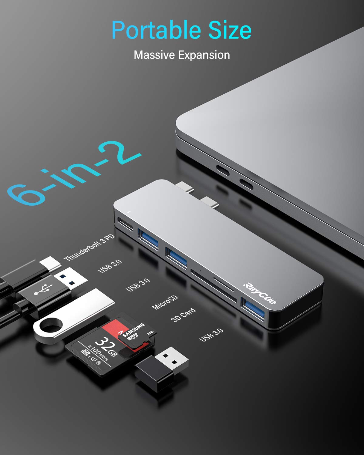 MacBook Pro/Air USB Accessories with 3 USB 3.0 Ports, TF/SD Card Reader, Thunderbolt 3 PD Port, USB C Adapter for MacBook Pro/Air 13" 15" 16" Compatible with MacBook Pro/Air 2021-2016