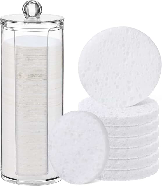 120pcs Disposable Natural Facial Sponges with Container