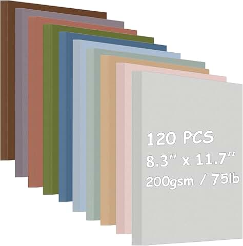 120 Sheets of 8.3 x 11.7 Colored Cardstock Paper