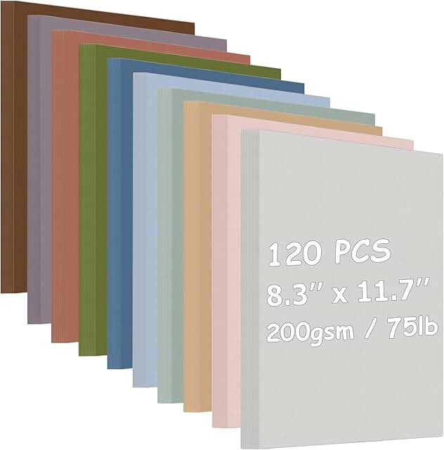 120 Sheets of 8.3 x 11.7 Colored Cardstock Paper
