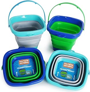 Set of 4 Silicone Foldable Buckets for Kids and Outdoors