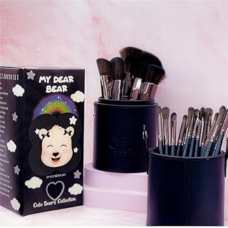 24-Piece Gray Makeup Brush Set with Travel Holder