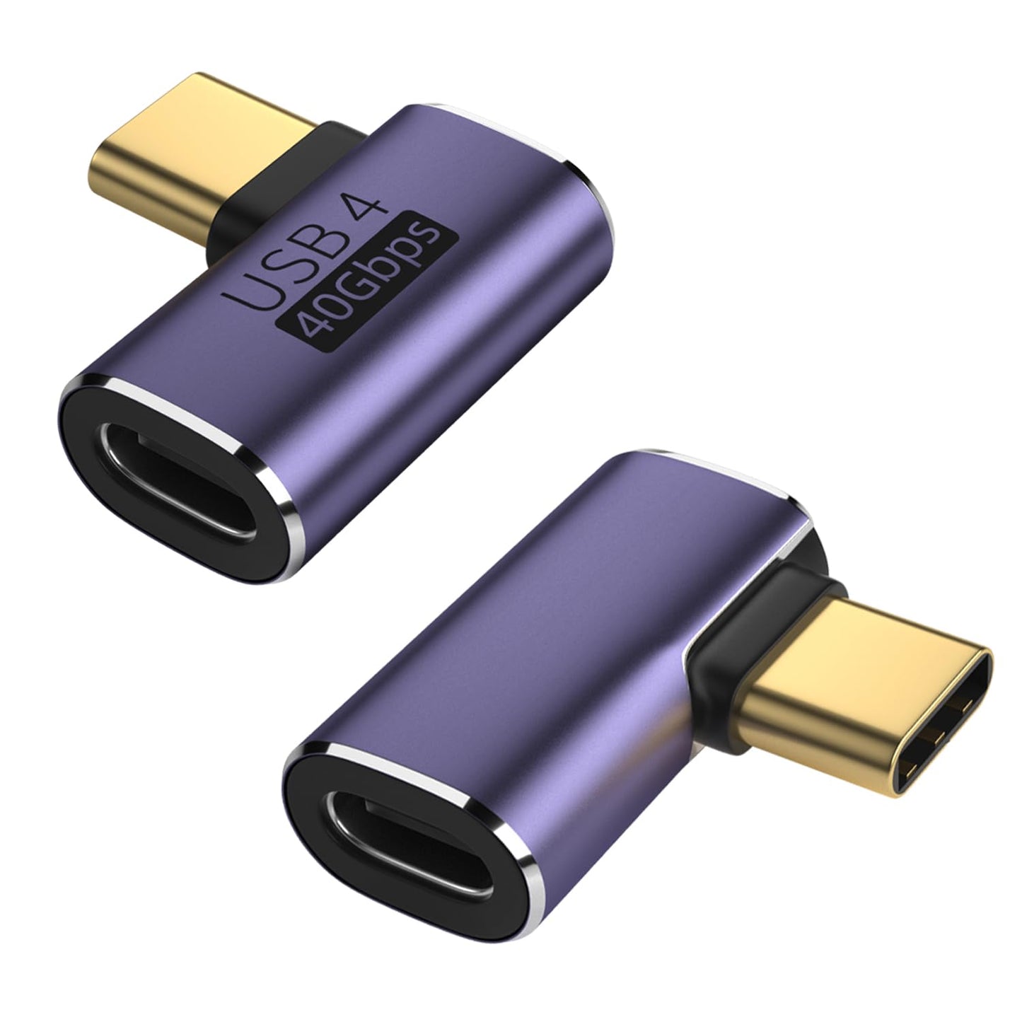 2-Pack USB C Right Angle Adapter, 100W, Purple