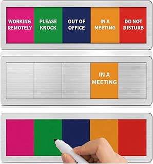 Office door signs with five status options and blank sticker