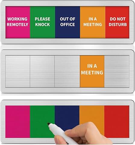 Office door signs with five status options and blank sticker
