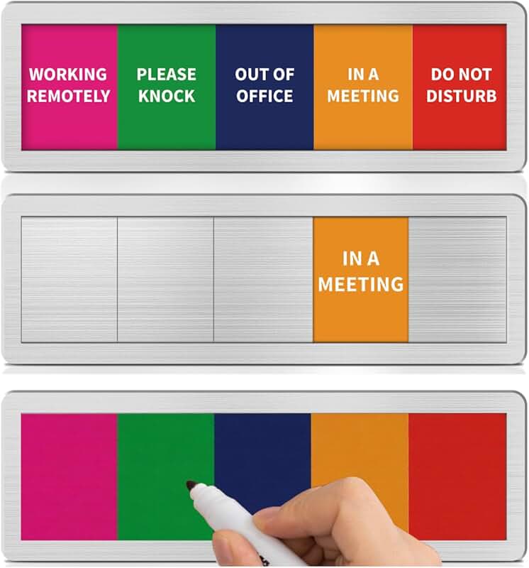 Office door signs with five status options and blank sticker