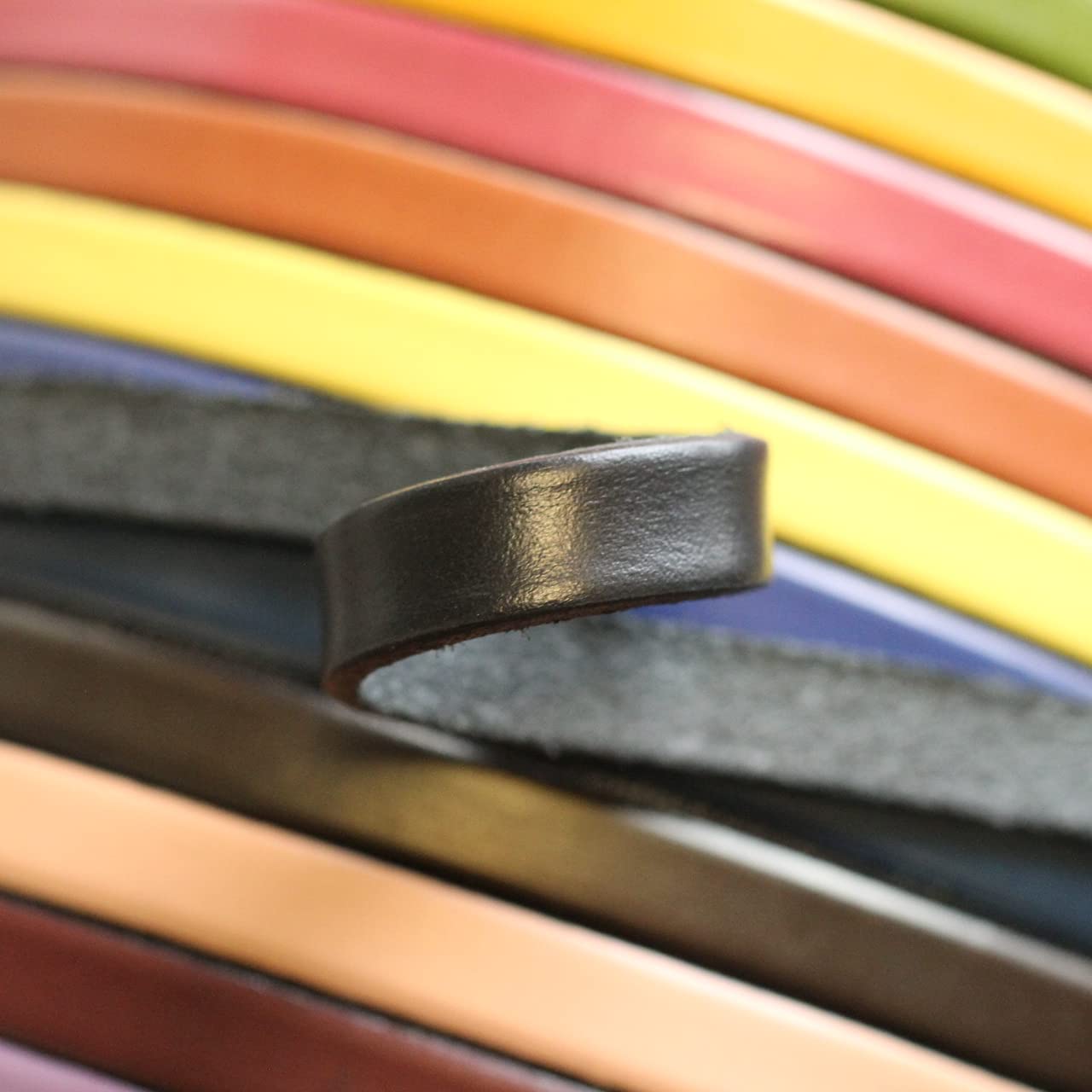 Black Leather Cord 10mm Flat Strip 1.09 Yards