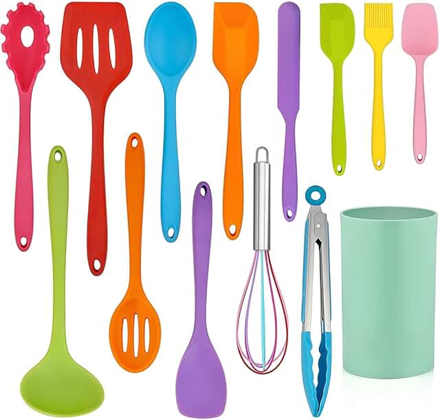 14-Piece Silicone Cooking Utensils Set with Holder