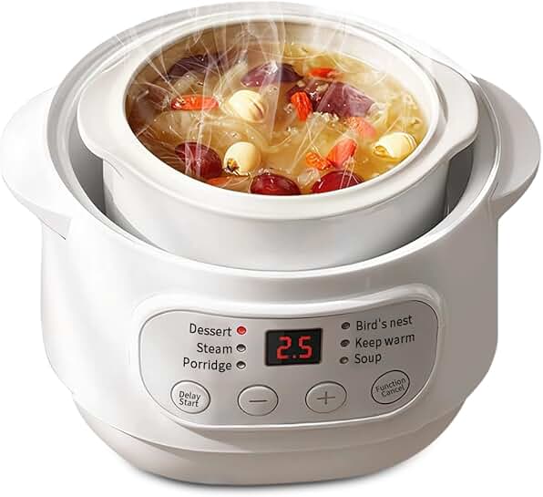 1L Electric Ceramic Stew Pot with Lid