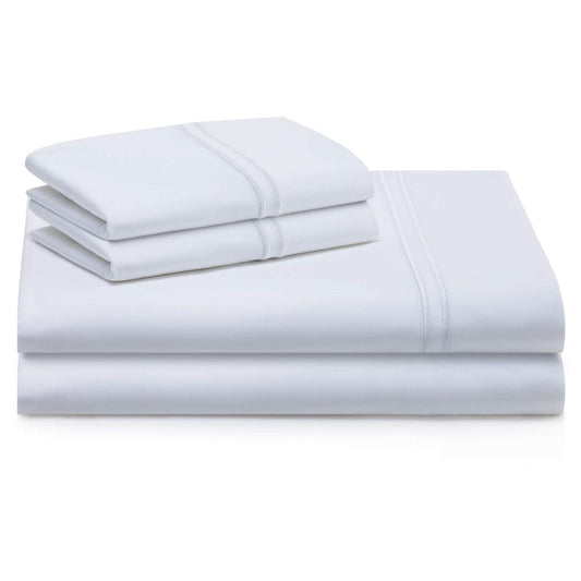 Supima Premium Cotton Sheets-100 Percent Grown Long Staple-Sateen Weave-Extra Deep Pockets-Single Ply-600 Thread Count-Split King-White, Split King