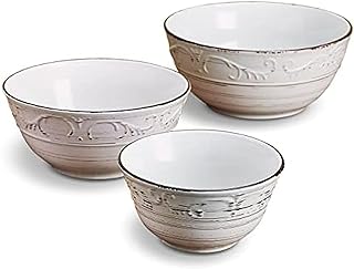 Set of 3 White Trellis Serving Bowls