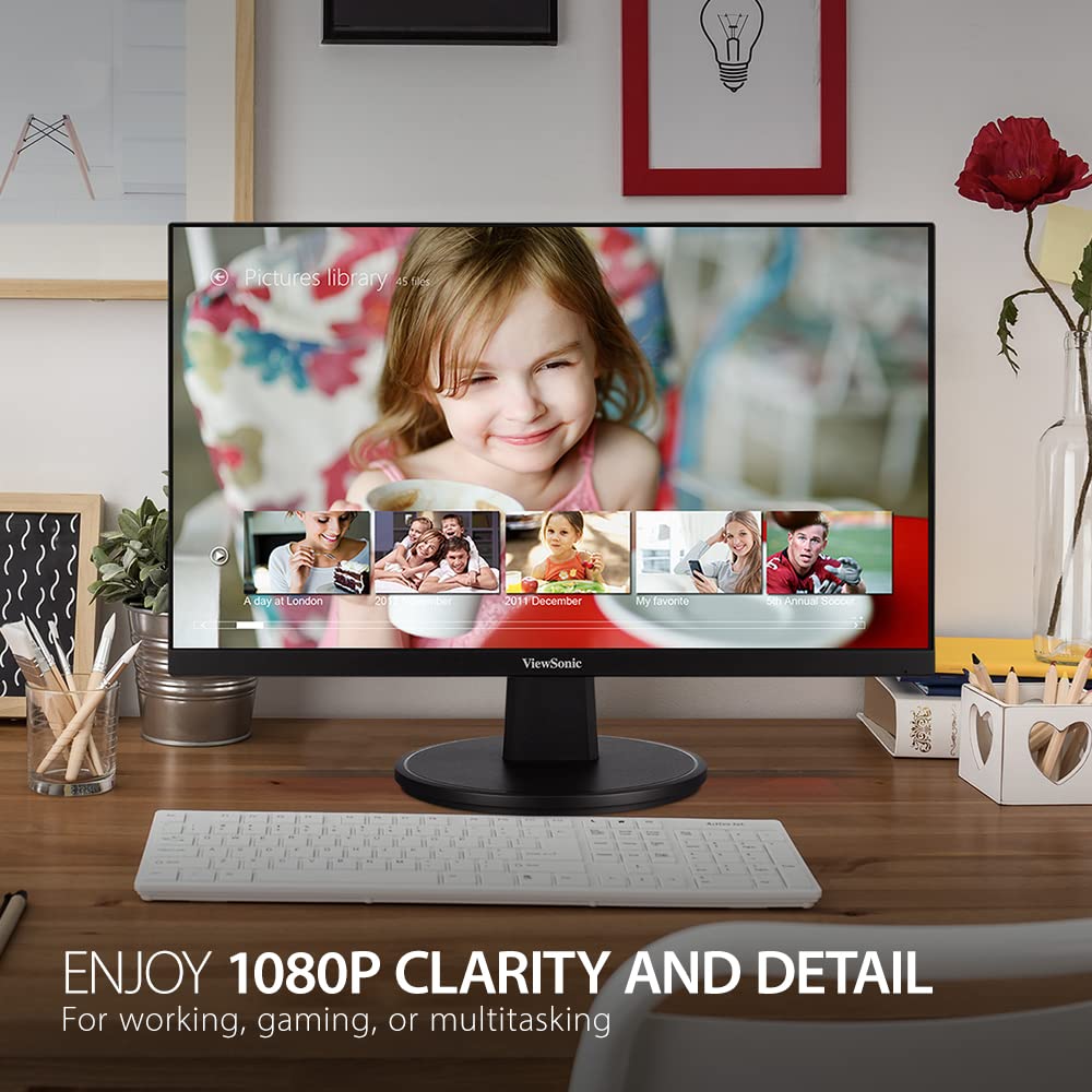 VS2247-MH 22 Inch 1080p Monitor with 75Hz, Adaptive Sync, Thin Bezels, Eye Care, HDMI, VGA Inputs for Home and Office