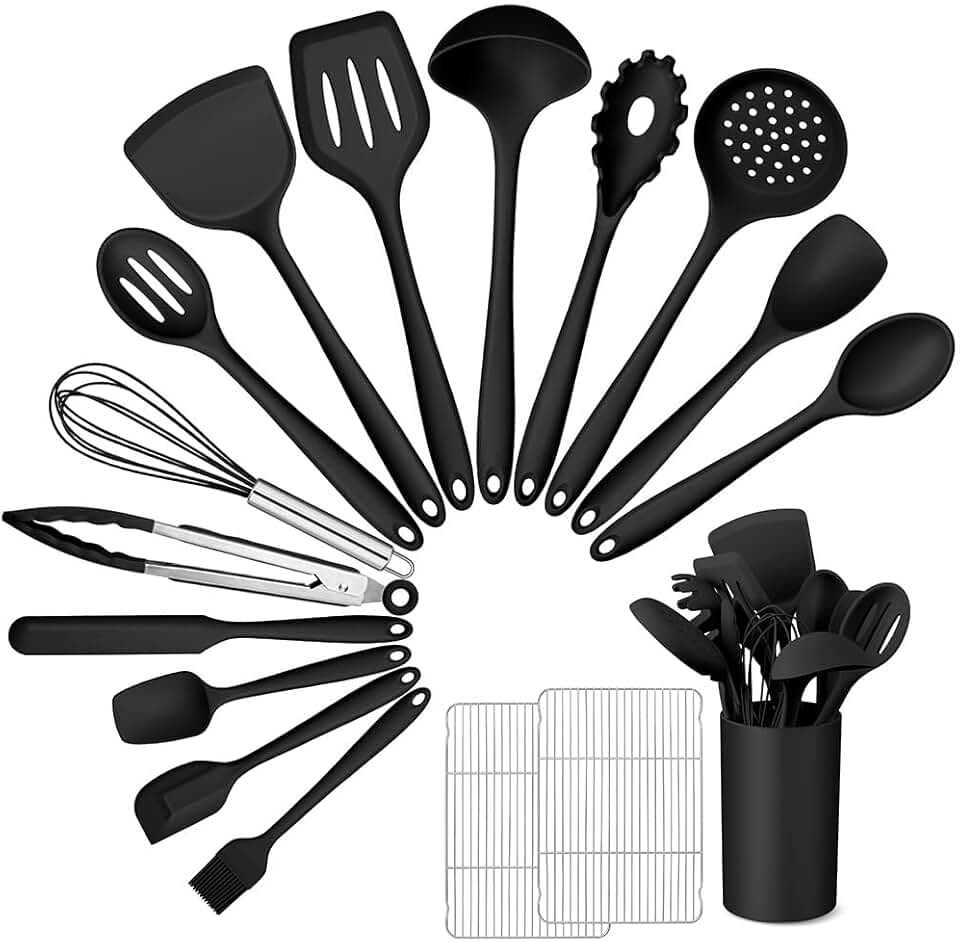 Silicone Cooking Utensil and Cooling Rack Set