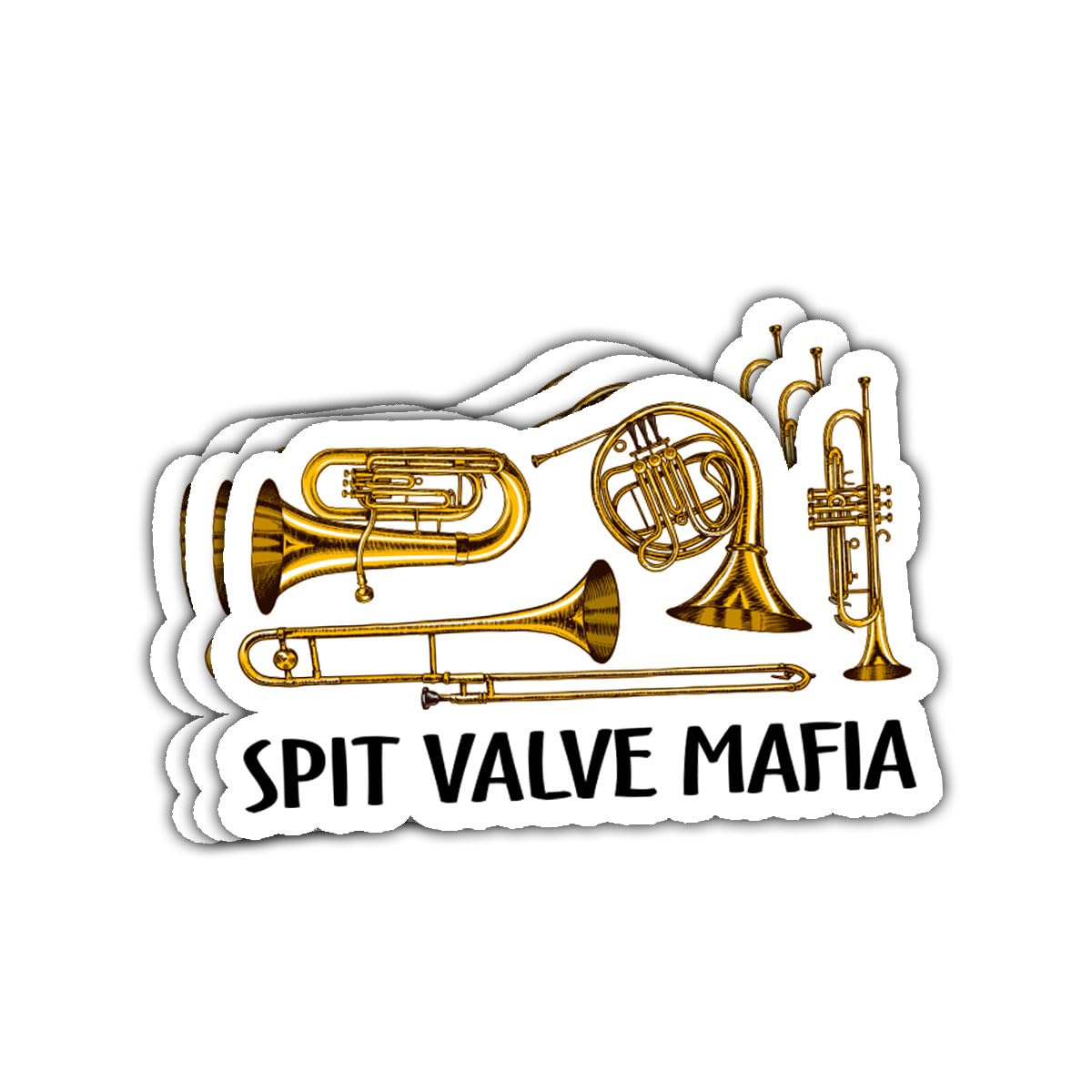 Set of three brass spit valve stickers for musical instruments