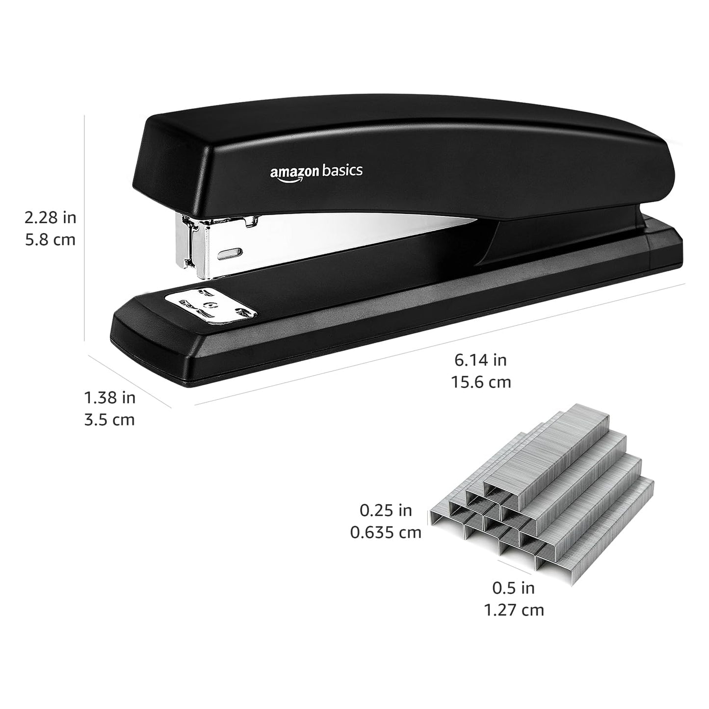 Black stapler with 1000 staples, 25-sheet capacity