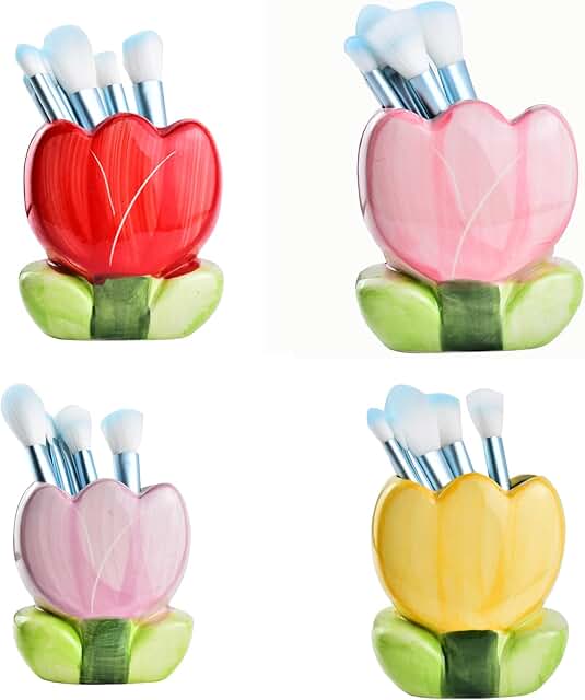 Colorful Ceramic Tulip Makeup and Art Supplies Organizer