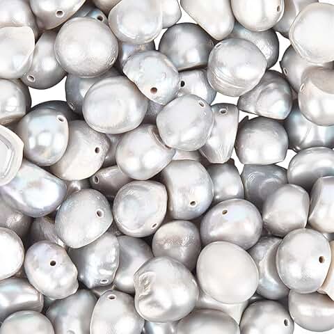 100 Silver Grey Natural Baroque Pearl Beads for Jewelry Making