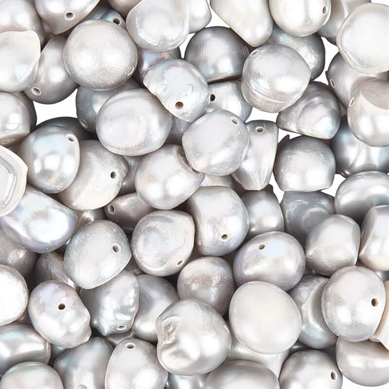 100 Silver Grey Natural Baroque Pearl Beads for Jewelry Making