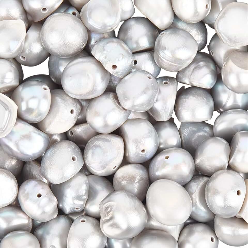 100 Silver Grey Natural Baroque Pearl Beads for Jewelry Making