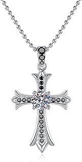 1 Carat Moissanite Cross Pendant on Silver Chain