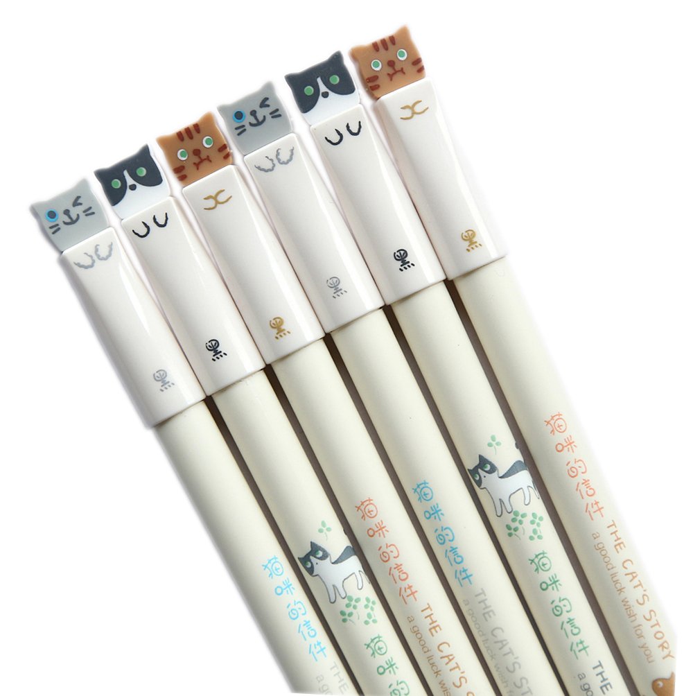 Colorful Cats Gel Pen Set, 6 Pieces