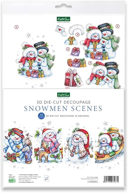 Snowmen Scenes Decoupage Pack for Christmas Cards