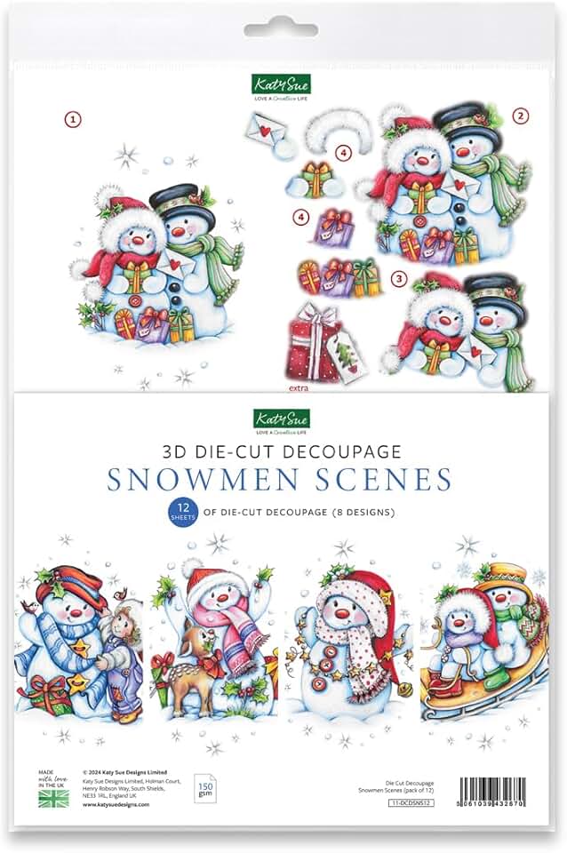Snowmen Scenes Decoupage Pack for Christmas Cards