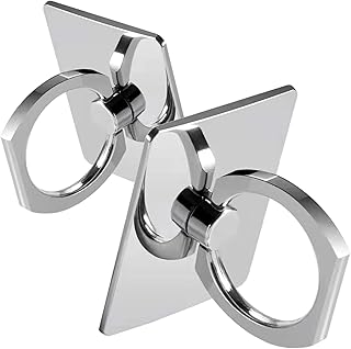 Square Sparkling Phone Ring Holder Stand, 360° Rotation, Silver